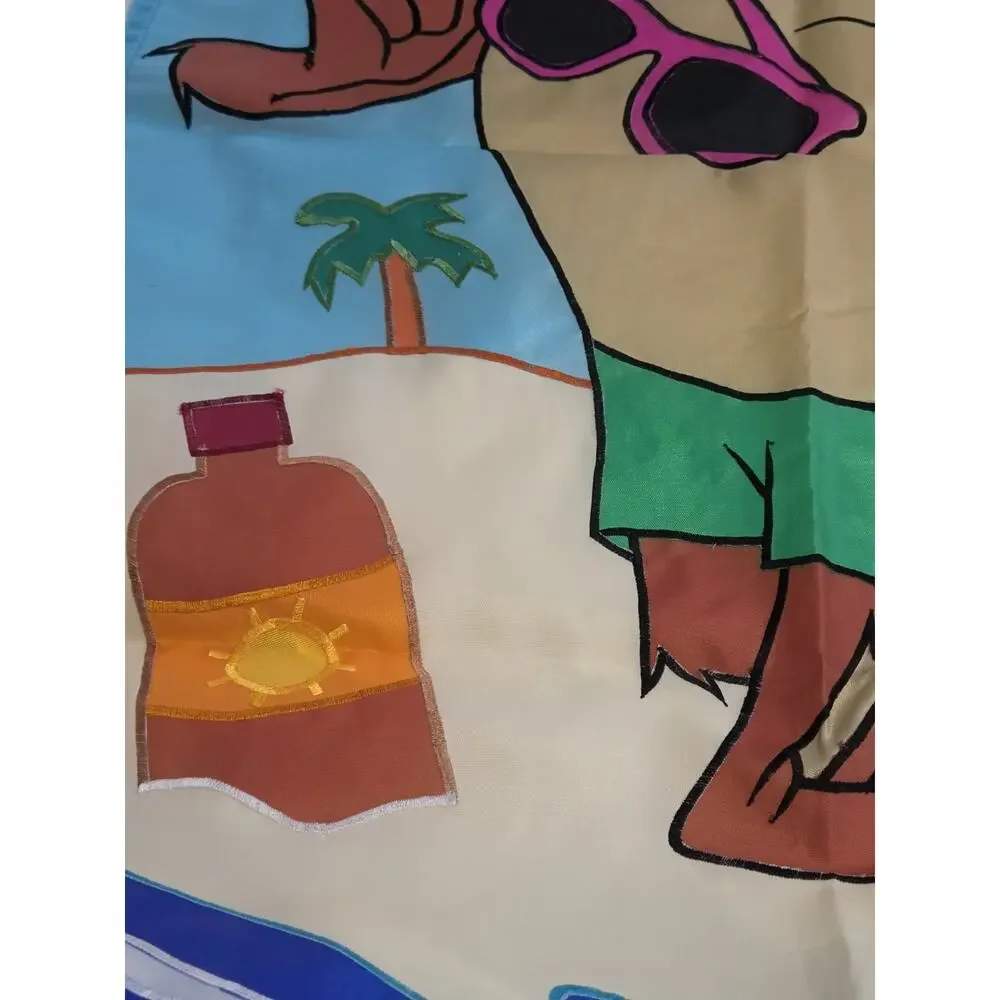 Vtg Looney Tunes Taz Tazmanian Devil at Beach Nylon Flag Banner 90's Retro Y2K